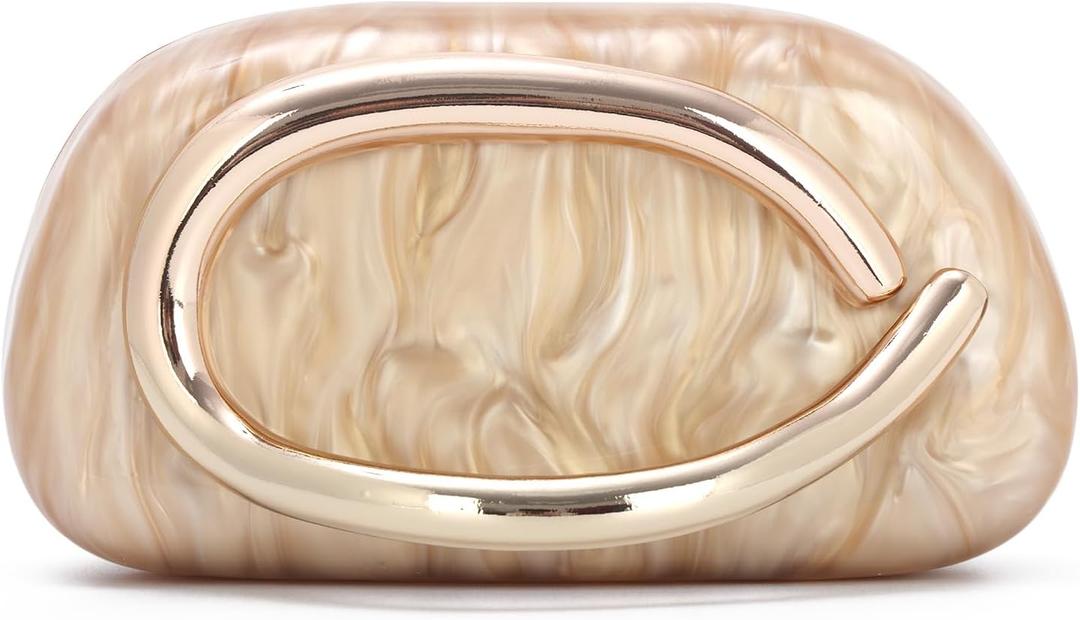 Oweisong Acrylic Clutch Purse for Women Shell Evening Bags Formal Wedding Green Clutch Shoulder Handbag with Chain (Gold)