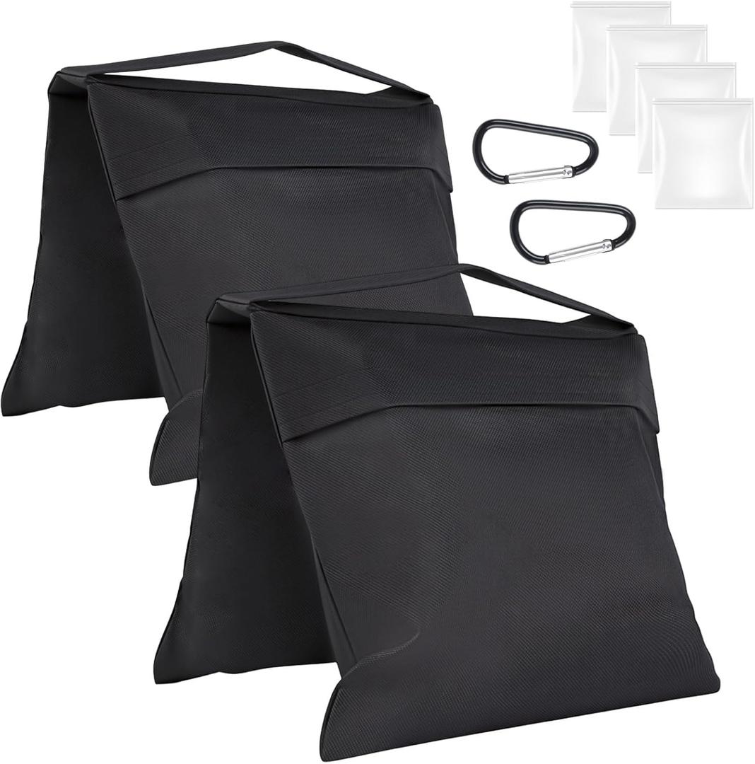 Rindion 2 Pack Sand Bags, Black Sand Bags for Weight, Heavy Duty Sandbags for Umbrella Base, Photography Video Equipment, Light Tripod, Fishing Chair, Sports, Backdrop Stand, Camping, Tent