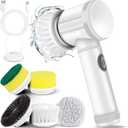 Electric Spin Scrubber 2025 New Electric Scrubber for Bathroom with 5 Replaceable Heads, Handheld Spin Scrubber, Power Shower Scrubber for Cleaning Shower,  Floor, Grout, Tub