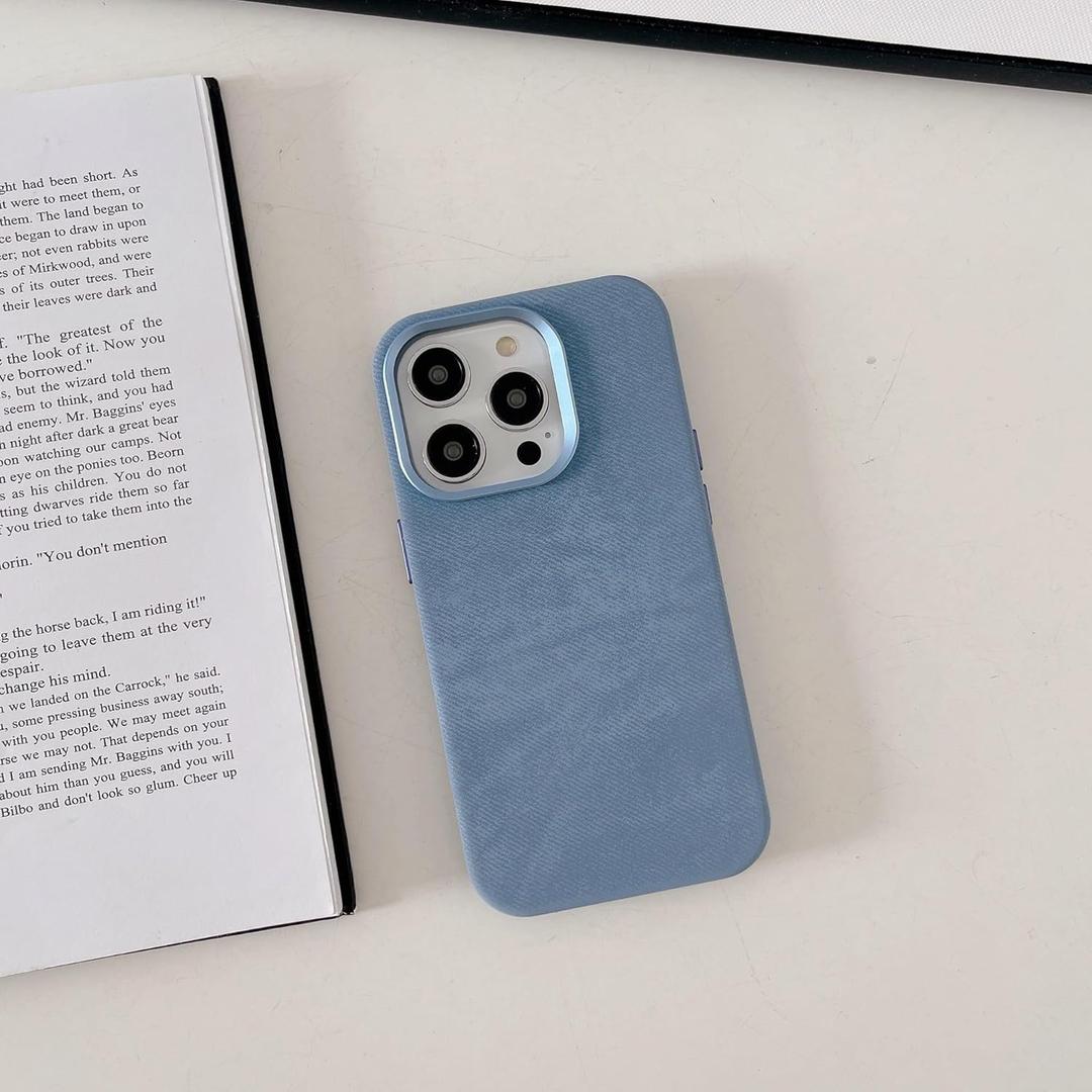 MKA Compatible with iPhone 16 Series Magnetic Case  Luxury Denim Look Fabric Cover with Strong Magnetic (Compatible with MagSafe) Alignment, Camera Protection (Sky Blue, for iPhone 16)
