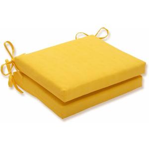 Pillow Perfect Fresco Solid Indoor/Outdoor Patio Seat Cushions Plush Fiber Fill, Weather and Fade Resistant, Square Corner - 16" x 18.5", Yellow, 2 Count