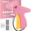 Stitch Gun for Clothes - Handheld Stitch Gun Quick Clothing Fixer - Tagging Gun - Includes 6 Needle, 1000 Black Fasteners & 1000 White Fasteners (Pink/Orange)