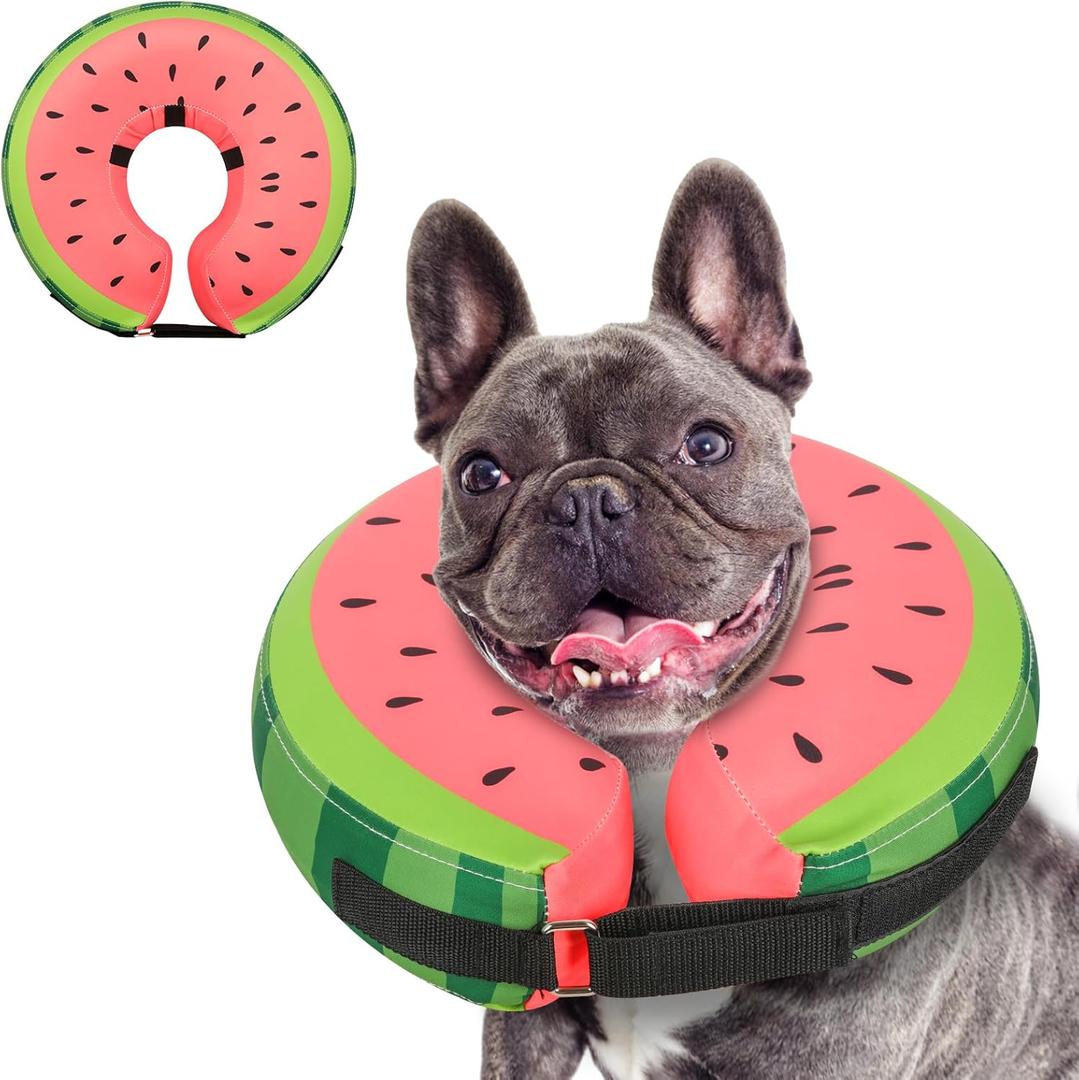 MIDOG Soft Inflatable Dog Cone, Donut E-Collar Alternative for After Surgery, Prevents Licking, Allowing Normal Eating & Vision, Waterlon,M+