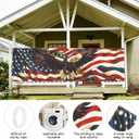 American Flag Eagle Fence Banner 118 x 35 Inch, Large Waterproof Outdoor Patriotic USA Banner with Bald Eagle for Yard Porch Fence 4th of July Independence Day Decorations