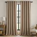 MIULEE Thick Linen Curtains 90 Inches Long Brown Tan Semi Sheer for Farmhouse/Living Room/Bedroom, Linen Textured Light Filtering Window Privacy Drapes with Back Tab Rod Pocket, 42Wx90L, Set of 2