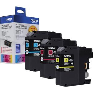 Brother Genuine Standard Yield Color Ink Cartridges, LC1013PKS, Replacement Color Ink Three Pack, Includes 1 Cartridge Each of Cyan, Magenta & Yellow, Page Yield Upto 300 Pages/Cartridge, LC101