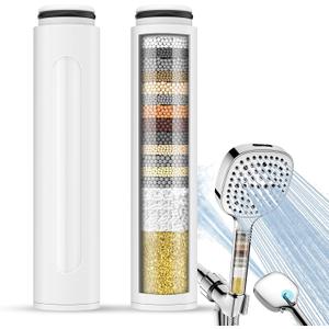 2 Pack Replacement Filters for Shower Head with Handheld, Water Softener Filters Beads for Hard Water, Remove Chlorine, Reduces Dry Itchy Skin