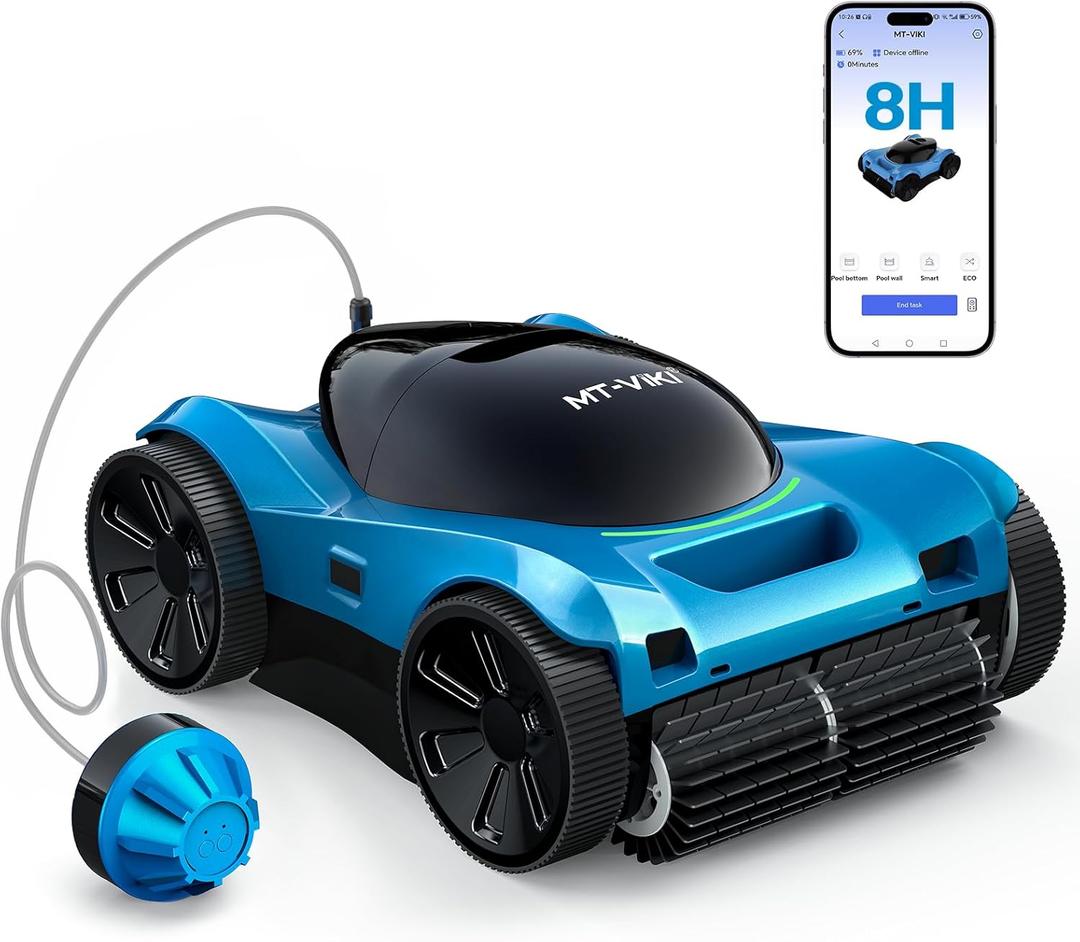 MT-VIKI H8 Cordless Robotic Pool Cleaner, Pool Vacuum Robot with 480 Min Runtime, Wall & Waterline Cleaning, App & Remote Control