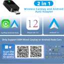 2 x 2025 Wireless CarPlay & Android Auto Adapter,2in1 Mini for iPhone & Android with 1-Tap Switch & Reset,Plug and Play Setup,Auto Connect,USB/Type-C Dongle,Low Latency,Support iOS 12+ and Android 11+