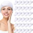 Hoteam 30 Pack Spa Headband Facial Esthetician Hair Wrap for Women Adjustable Makeup Sports Shower Stretch Towel with Tape(White)