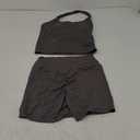 OMKAGI 2 Piece Workout Sets for Women Halter Sports Bra Tank Gym Biker Shorts Outfits (Medium, Grey)