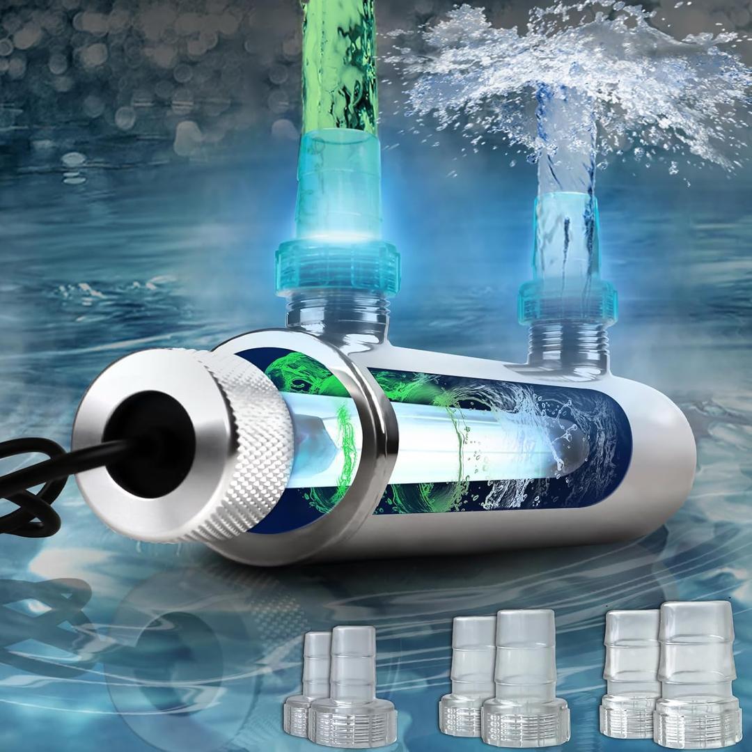 UV Pond Water Clarifier for 20-300 Gallon, UV Sterilizer for Swimming Pool, Spa, Large Fish Tank, Cold Plunge, 12MM/16MM/20MM/Pipe Diameter Ultraviolet Clarifier for Green Water