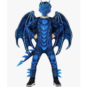 Morph Blue Dragon Costume for Kids, Dragon Wing Costume for Boys, Halloween Dress-Up, Fun Dragon Outfit M