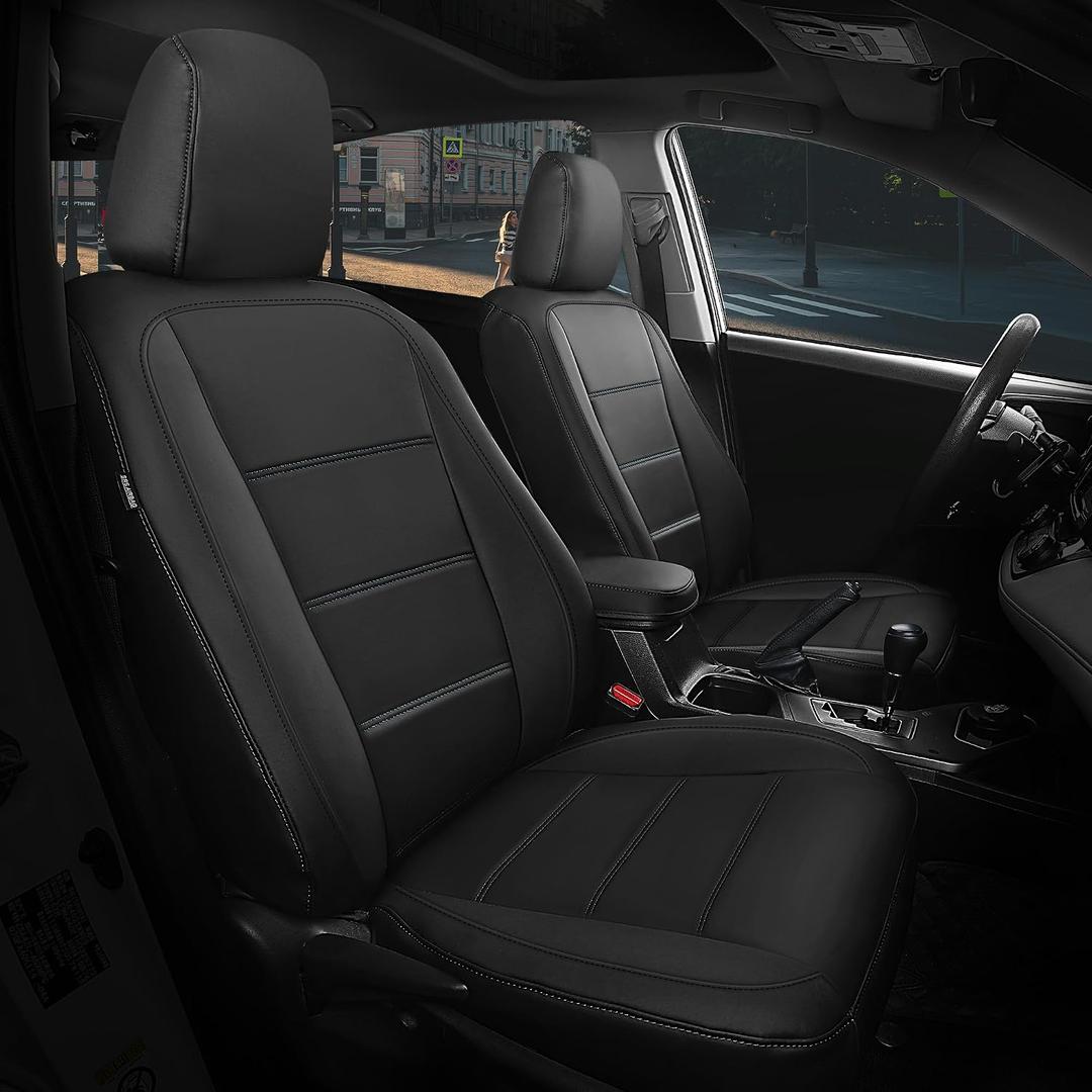 FREESOO for Toyota Corolla Seat Covers L LE XLE, LE Eco Sedan 2014 2015 2016 2017 2018 2019, Custom Fit Car Seat Covers, Luxury Leather Seat Covers for Cars, Waterproof Seat Cover, Black Full Set