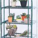 Worth Garden 4 Tier Mini Greenhouse - 63'' H x 27'' L x 19'' W - Sturdy Portable Gardening Shelves with PVC Cover - Small Green House Use in Indoor & Outdoor for Plants Flowers