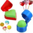 2 Pcs Cake Pop Molds Shapes Press Set 3d Printed Heart and Round Cake Pop Cutter and Pusher Circle Sphere Cakepop Molds Shapes Baking Tools for Home Baking Wedding Birthday Parties Desserts