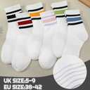 6 Pairs Retro Stripe Tube Socks Classic Athletic Sport Running Crew Casual Cotton Novelty Socks for women Girls 7-11