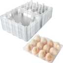 Plastic Egg Cartons Bulk, 48 Packs Empty Clear Plastic Egg Carton Holds Up to 12 Eggs, Reusable Chicken Egg Tray Holders for Family Pasture Chicken Farm, Business Market Display,