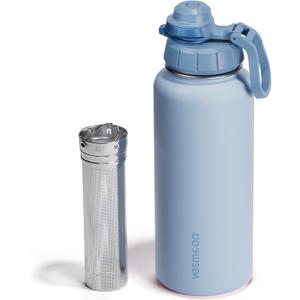 Vesmoon Vessence 32 Oz Stainless Steel Tea Infuser Bottle for Loose Leaf Tea, Water, Herbs, Fruits - Triple Layered Insulated, Leak Proof Bottle with Lid and Clip Handle - 24 Hours Hot/Cold