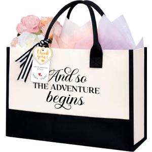 BAGAIL Initial Tote Bag, Personalized Birthday Gifts for Women, Teacher, Friends, Mom, Wedding, Monogrammed Beach Bag (1pcs-Ivory)