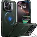 ESR for iPhone 16 Pro Max Case with Stand, 23 ft Military-Grade Drop Protection, Heavy Duty Magnetic Phone Case, Compatible with MagSafe Accessories, Cyber Series, Army Green