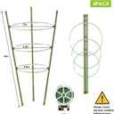 4 Pack Tomato Cage, 18 inches Plant Support Cages for Garden, Upgrade Garden Plant Stakes with Adjustable Rings, Plants Trellis for Tomato, Flower, Climbing Plants, with Twist Tie