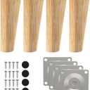 Wood Furniture Legs, 6 inch Solid Wood Sofa Legs Pack of 4 Round Couch Legs Replacement Legs for Sofa Dresser Coffee Table Cabinet Bed Home DIY (6"/15cm Slant) (6"x2.3")
