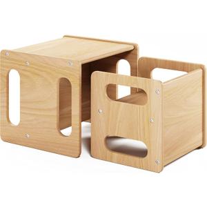 Montessori Weaning Table and Chair Set,Real Hardwood, Desk for Toddler Reading,Snack Time,Playroom,Activity Cube,Step Stool,1-3 Year Old Kids Montessori Furniture