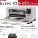 Nuwave Bravo Air Fryer Toaster Smart Oven, 12-in-1 Countertop Convection, 30-QT XL Capacity, 50-500F Temperature Controls, Top and Bottom Heater Adjustments 0%-100%, Brushed Stainless Steel Look