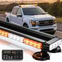 38" 288 LED Rooftop Strobe Lights Bar Magnetic Mount for Truck, Amber/White