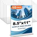 EHWINE Acrylic Sign Holder 8.5 x 11, 10 Pack Double-Sided Stand up Table Top Sign Holders, Clear Acrylic Picture Frame Menu Flyer Paper Holder Display Stand for Office Business Store Wedding Party