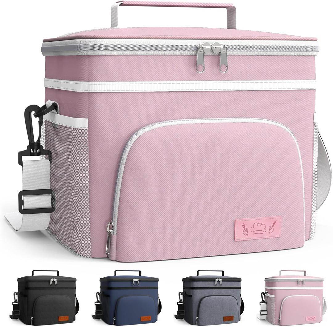 HOTOR Insulated Lunch Box for Men & Women - Leak-Proof Cooler Lunch Bag with 4 Pockets, Adjustable Strap, Ideal for Work, Picnic, Travel - Medium, Light Pink, 10.2"6.9"8.5" HOTOR Insulated Lunch Box for Men & Women - Leak-Proof Cooler Lunch Bag with 4 Pockets, Adjustable Strap, Ideal for Work, Picnic, Travel - Medium, Light Pink, 10.2"6.9"8.5"