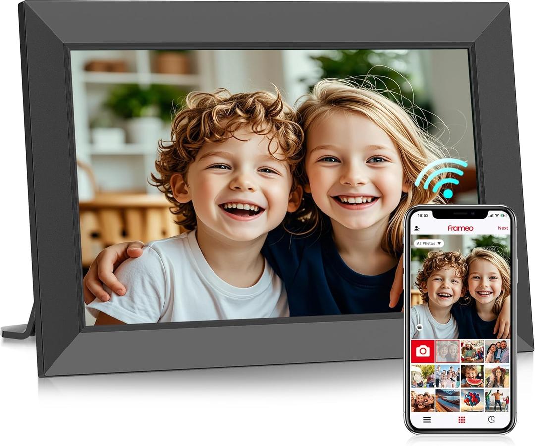 Frameo 10.1 Inch Digital Picture Frame, Smart WiFi Electronic Photo Frame with HD IPS Touch Screen Slideshow Display 32GB Memory Auto-Rotate Wall Mount, Share Photos/Videos from Phone by Frameo App