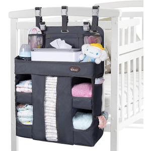 HHZ XL Hanging Diaper Caddy Organizer Sturdy and Durable Baby Organizer Diaper Stacker for Changing Table, Crib, Playard or Wall & Nursery Organization, Dark Gray