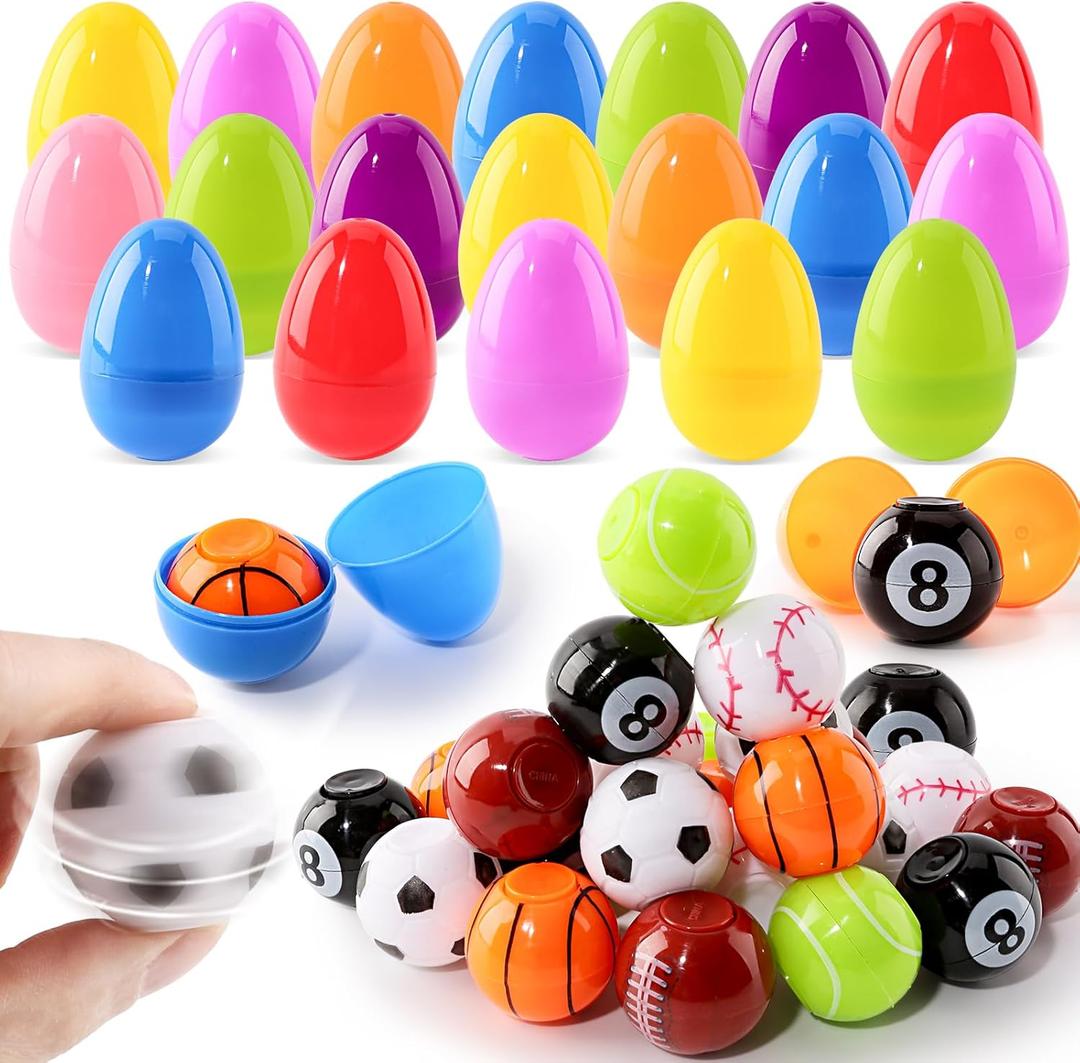 24 Pack Easter Basket Stuffers, Prefilled Eggs with Spinner Fidget Toys for Kids Easter Eggs Hunt, Easter Basket Essentials, Classroom Prize Rewards, Easter Party Favors for Kids Boys Girls