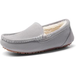 DREAM PAIRS Women's Fuzzy House Slippers Cozy Faux Fur Micro Suede Moccasins Slip on Loafer Shoes for Indoor and Outdoor (8.5-9, Light Grey)