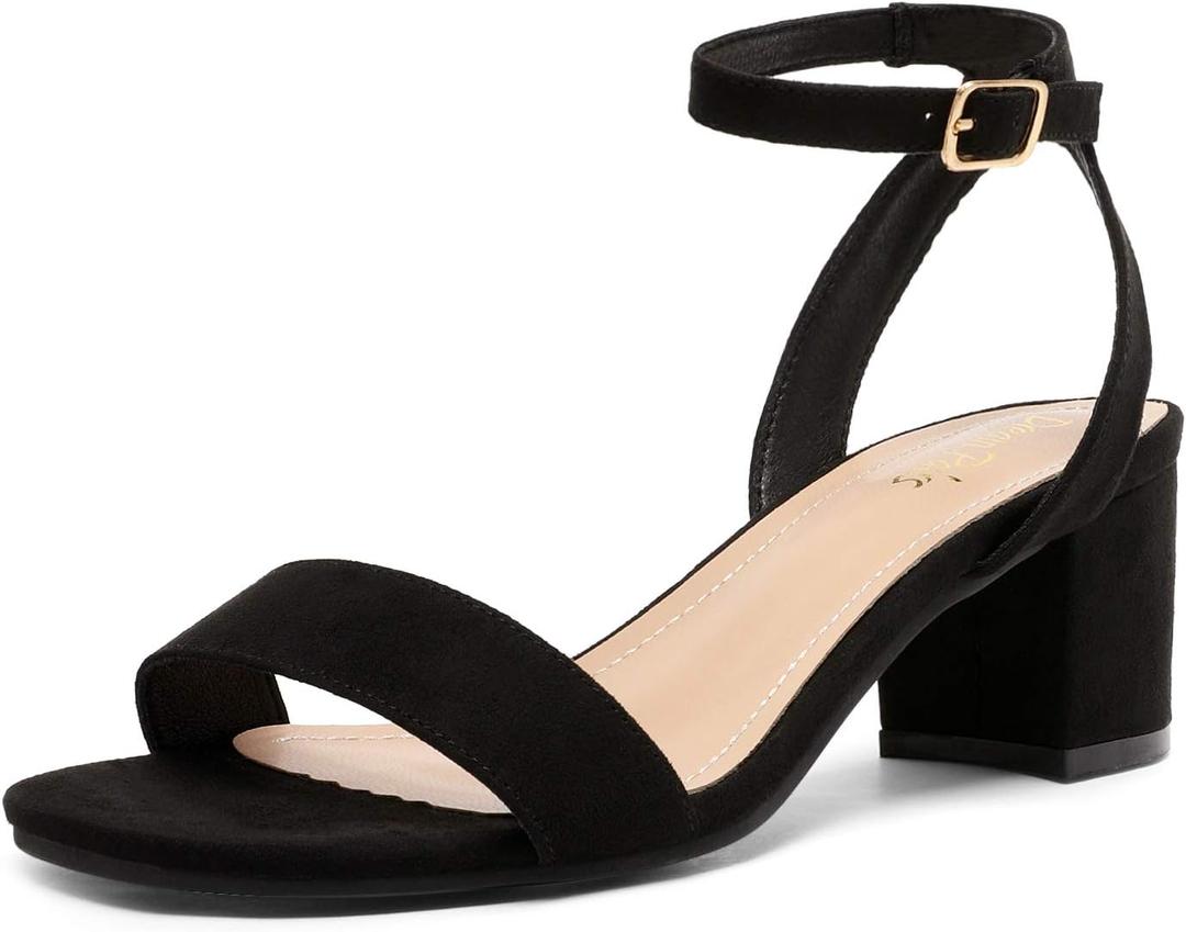 DREAM PAIRS Women's Open Toe Ankle Strap Low Block Chunky Heels Sandals Party Dress Pumps Shoes (10 Wide)