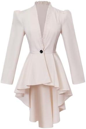 Saniplaycos Women's Steampunk Victorian Jacket Coat Medieval Vintage Gothic Tailcoat Long Sleeve Tuxedo Shirt M