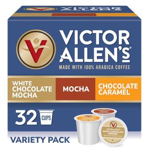Victor Allen's Coffee Mocha Variety Pack (White Chocolate Mocha, Mocha, Chocolate Caramel), 32 Count, Single Serve Best By 12/2027
