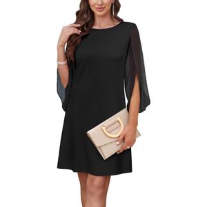 RUMIA Womens Cocktail Dresses Flutter Sleeve Wedding Guest Dresses for Women 2025 Trendy (Medium, Black)