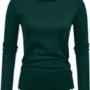 GRACE KARIN Women's High Stretchy Long Sleeve Pullover Sweater Blouse Top (X-Large, Deep Green)