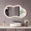 WTTY LED Irregular Bathroom Mirror 20x36 Inch with Front & Back Lights - Asymmetrical Design, Anti-Fog, Dimmable 3 Color Temperatures, Shatterproof Glass, Horizontal or Vertical Mount (Gold Frame)