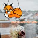 Stained Glass Red Fox Window Hanging Suncatcher Ornament Sun Catcher Indoor Window Home Decoration, Fox Decor Themed Gifts for Friend, Family, Women