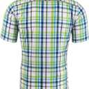Mens Short Sleeve Casual Plaid Button Down Shirts Work Slim Fit Western Dress Shirt for Men (XL)