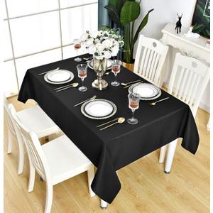 Black Rectangle Tablecloth Waterproof Stain Resistant Wrinkle Free Table Cloth 210GSM Polyester Wipeable Table Cover for Party, Banquet, Indoor and Outdoor - Rectangular/Oblong, 52 x 70 inch