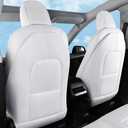 Seat Back Protectors Fit for Tesla Model Y & Model 3 & Model S/X (Fit 2025 Model Y & 2024–2025 Model 3 Highland), Premium Wear-Resistant Kick Mats with Organizer Pocket, Set of 2, White