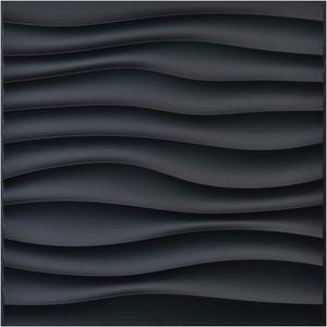 Art3d PVC Wave Panels for Interior Wall Decor, Black Textured 3D Wall Tiles, 19.7" x 19.7" (12 Pack)