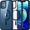 SUPFINE Magnetic for iPhone 12 Case,iPhone 12 Pro case, [Compatible with MagSafe][Clear Hard Back with Soft TPU Bumper][12FT Military Grade Drop Protection] Shockproof Phone Case, Clear Sapphire Blue