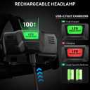 azamine Rechargeable Headlamp Super Bright 99000 Lumens, 2Pack LED Head Lamp with 3 Modes, 90 Adjustable Head Lights for Forehead, IPX6 Waterproof HeadLamps for Adults Camping Hunting Hiking