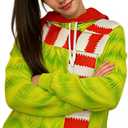 Women's Green Hooded Long Sleeved Sweatshirt, Green Sweatshirt, Red Holiday Themed Clothing (Green, XXL)